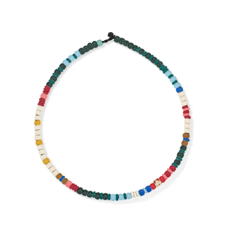 diamond drop necklaces for women-Mini Bead Valentine's Day Pavé + Full Enamel Necklace