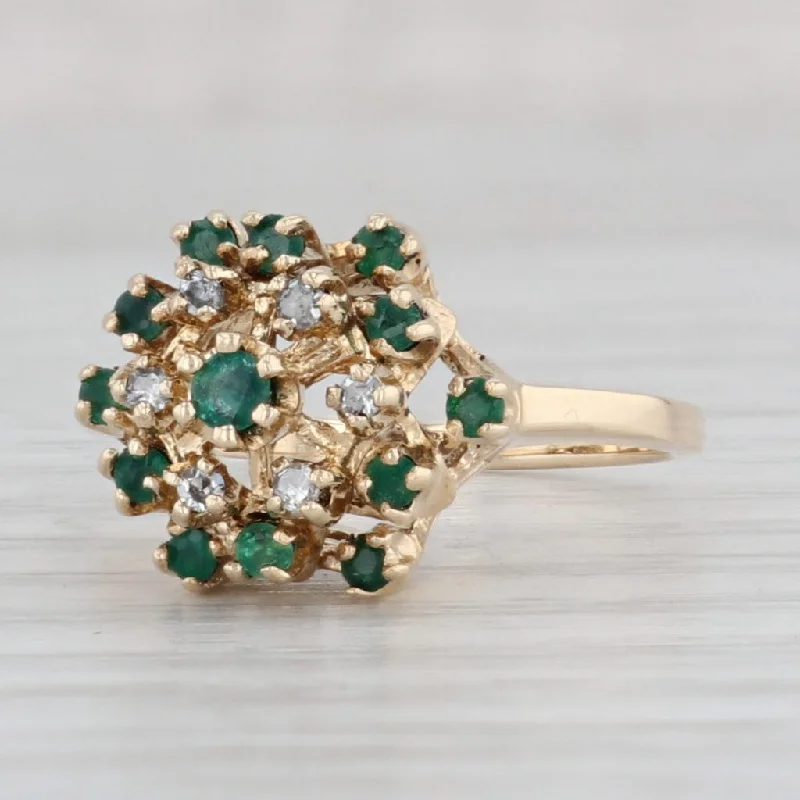 promise engagement rings for women-0.34ctw Emerald Diamond Cluster Ring 10k Yellow Gold Size 5.25 Cocktail