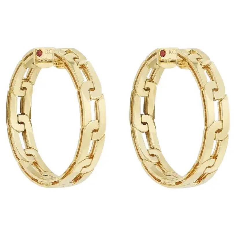 gold earrings for women-18kt Yellow Gold Navarra 20mm Hoop Earrings