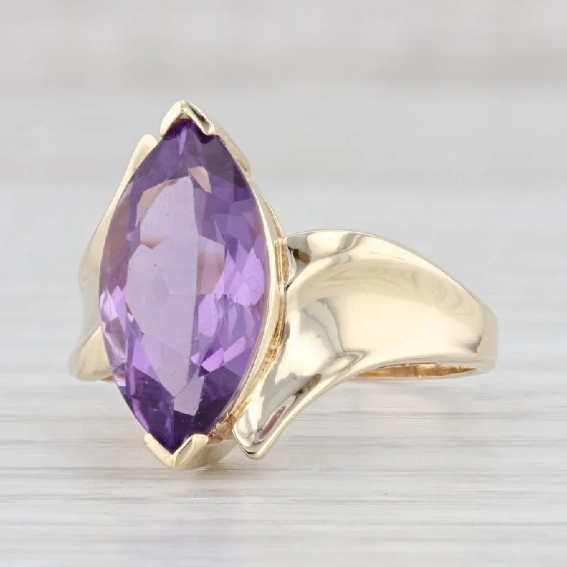 engagement rings with diamonds and sapphires for women-4.50ct Amethyst Marquise Solitaire Ring 14k Gold Size 7.5 February Birthstone