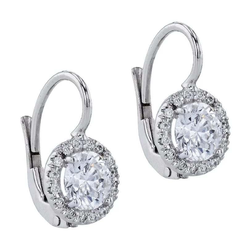 vintage gold earrings for women-Round Cut Diamond Earrings