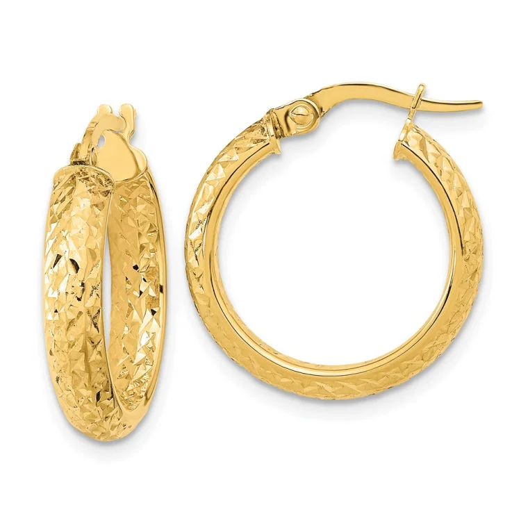 unique drop earrings for women-14K Polished and Diamond-cut Inside and Out Fancy Hoop Earrings