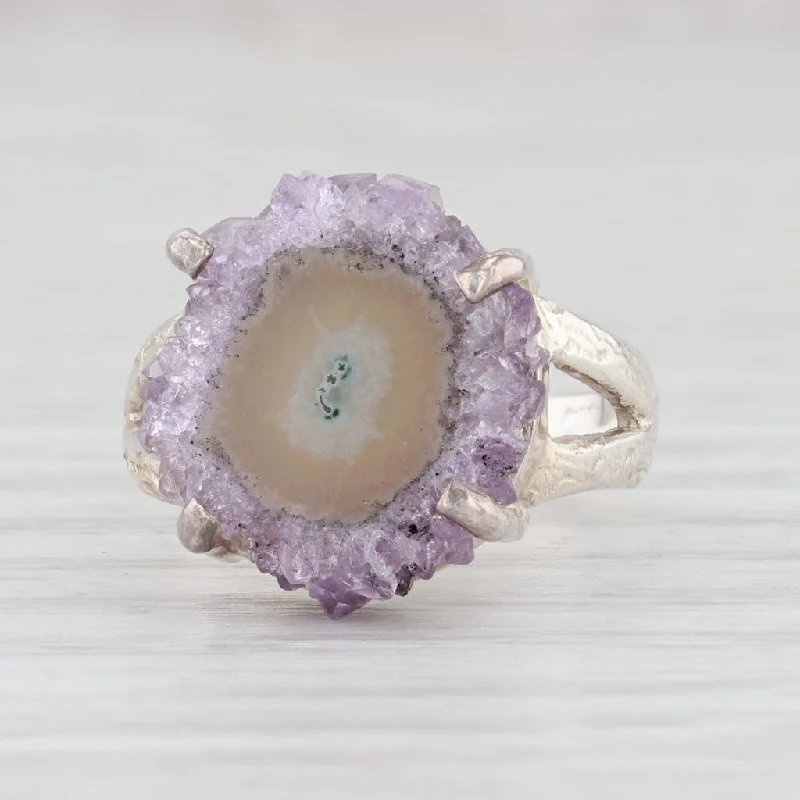 custom made engagement rings for women-New Nina Nguyen Amethyst Geode Ring Sterling Silver Size 7.5 Statement