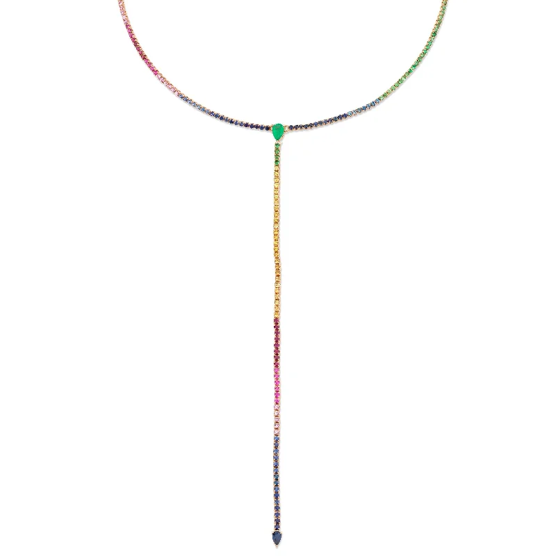 vintage necklaces for women-RAINBOW THREAD Y NECKLACE