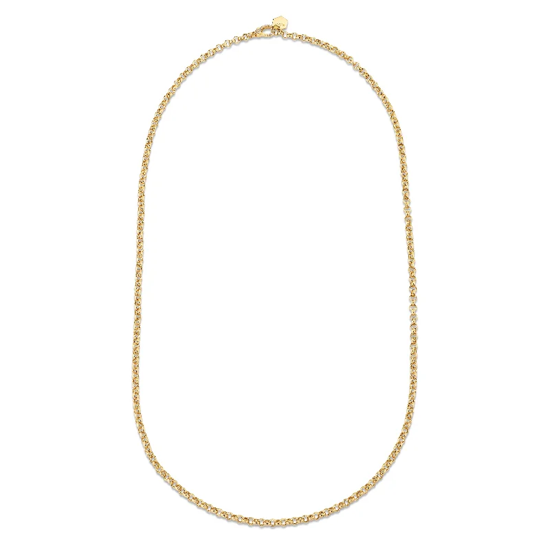 boho necklaces for women-SOLID GOLD ROLO LINK CHAIN