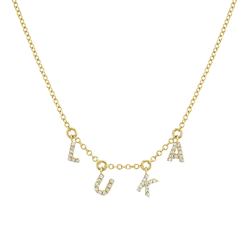 diamond pendant necklaces for women-MINI ME DIAMOND PAVE "NAME" DANGLE DROP NECKLACE