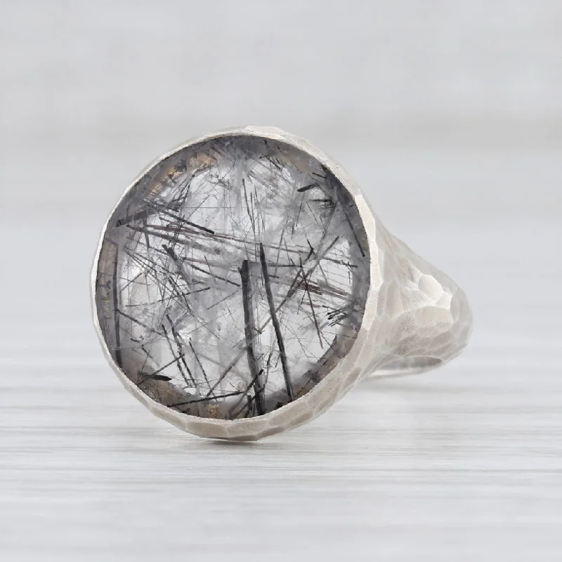 matching engagement rings for women-New Nina Nguyen Black Tourmalated Quartz Ring Balance Sterling Silver Size 7