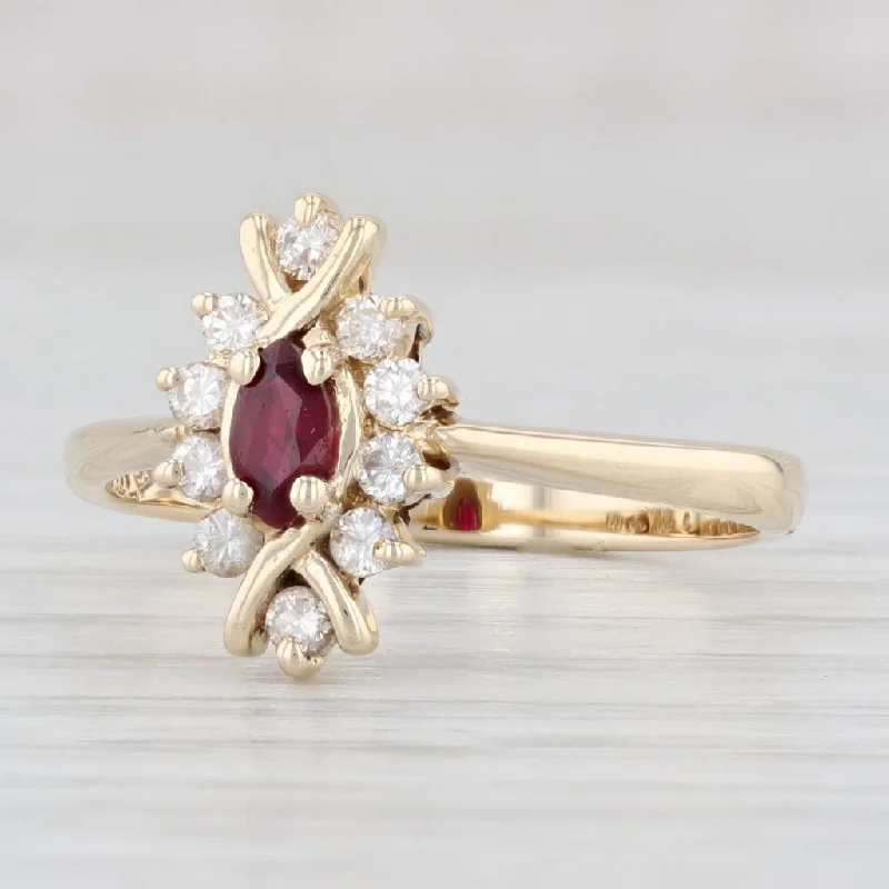 unique engagement rings for women-0.39ctw Marquise Ruby Diamond Halo Ring 14k Yellow Gold Size 7