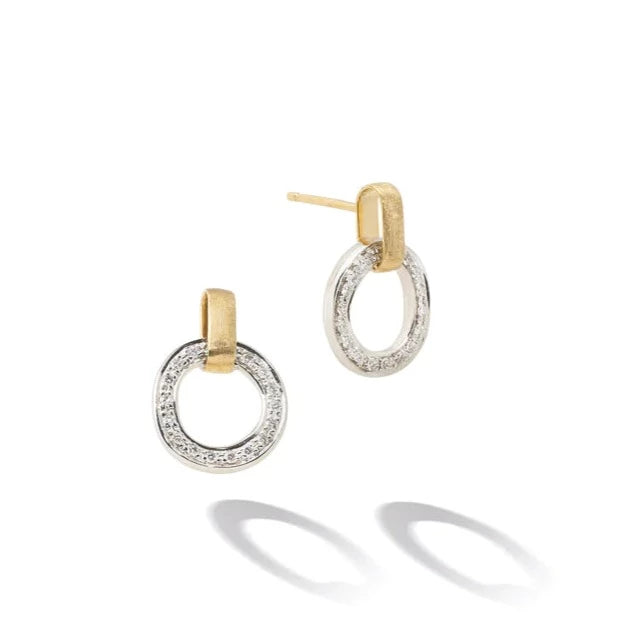 everyday earrings for women-18kt Yellow & White Gold Flat-Link Diamond Jaipur Link Collection Stud Earrings