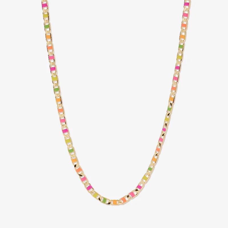 simple gold necklaces for women-Nauman neon flat chain necklace