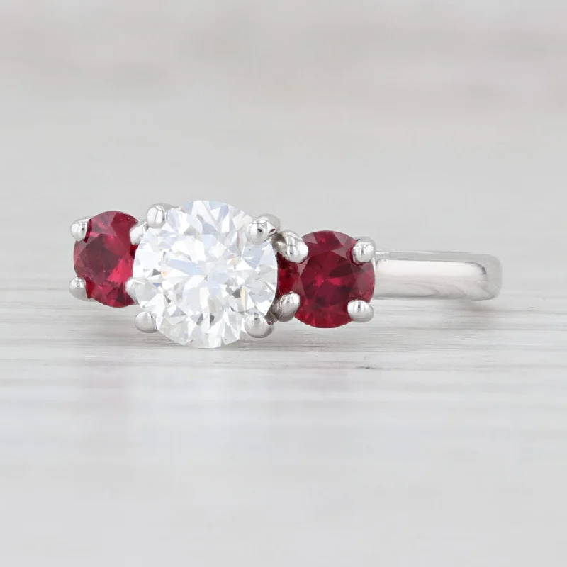 elegant diamond engagement rings for women-1.50ctw VS2 Diamond Ruby Ring 14k White Gold Size 5 Round Brilliant GIA