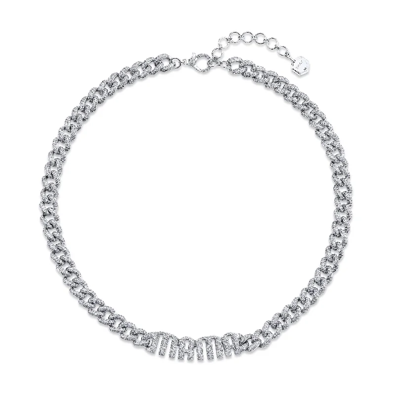 choker necklaces for women-READY TO SHIP DIAMOND PAVE PERSONALIZED "MAMA" MEDIUM LINK NECKLACE