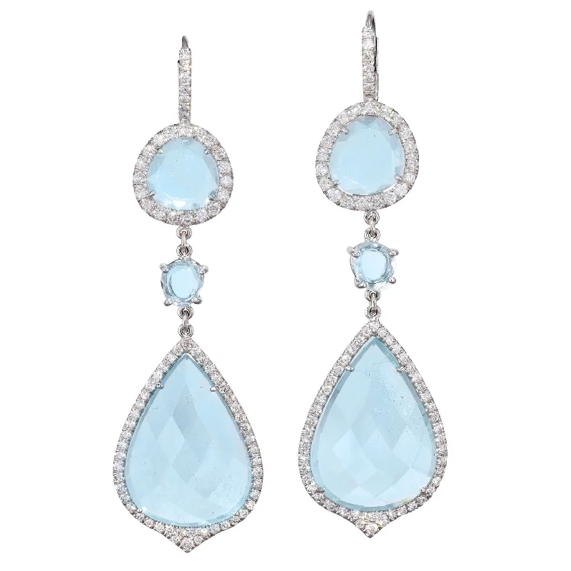 cute earrings for women-Handmade Drop Blue Topaz Slice Earrings