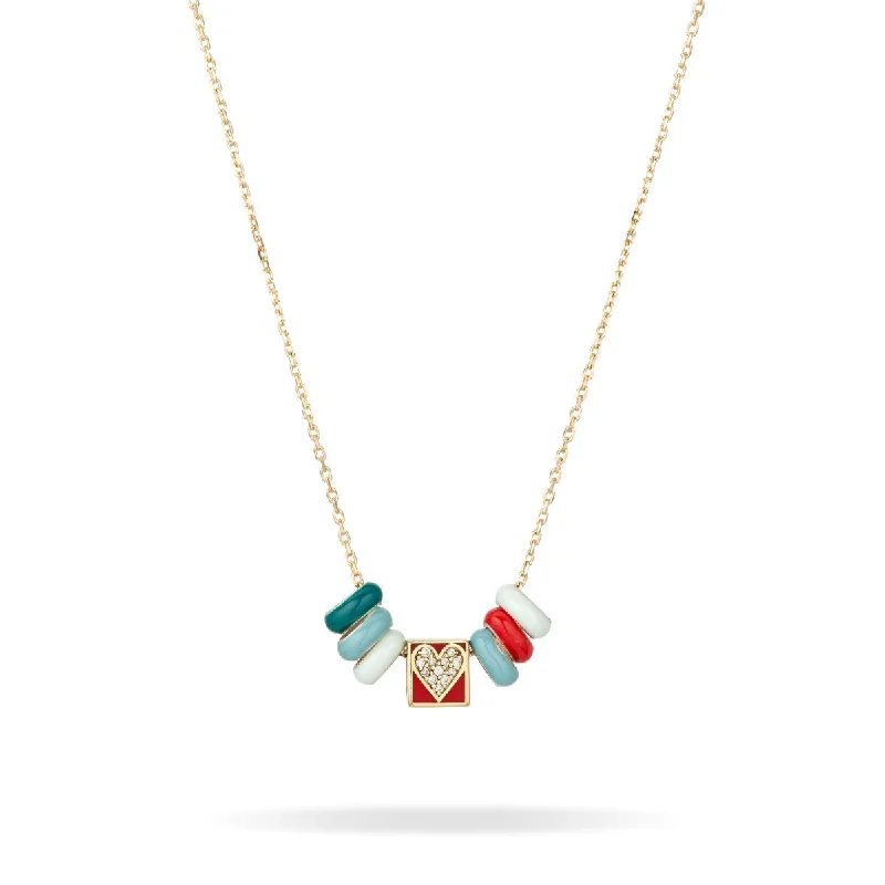 romantic necklaces for women-Bead Party Enamel + Pavé Dream Heart Necklace