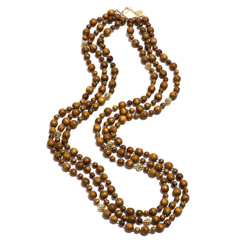 diamond pendant necklaces for women-Earth Goddess Beads Necklace, 34'' - Teak