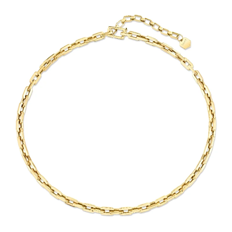 gold necklaces for women-MEN'S SOLID GOLD MINI DECO LINK NECKLACE