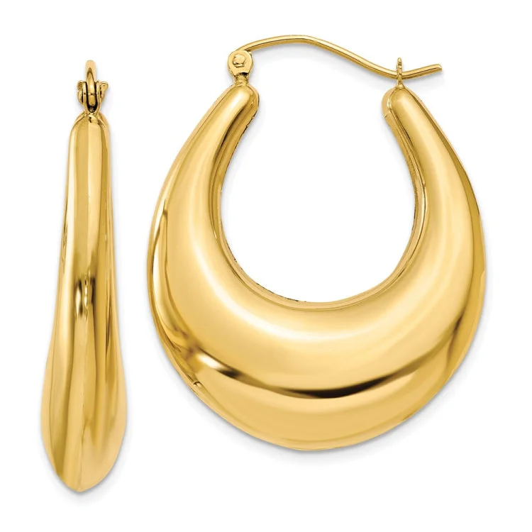 gold and pearl earrings for women-14k Polished Hoop Earrings