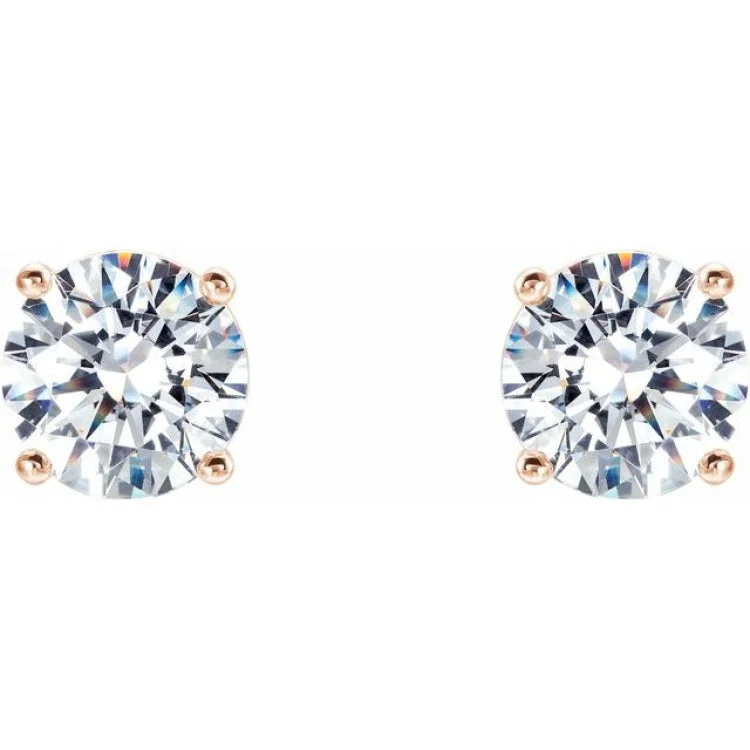 statement stud earrings for women-14K Rose 3/4 CTW Lab-Grown Diamond 4-Prong Stud Earrings