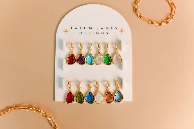 vintage-inspired earrings for women-Tatum James Designs Birthstone Charms