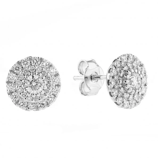 stud earrings for women-18kt White Gold Diamond Disk Stud Earrings