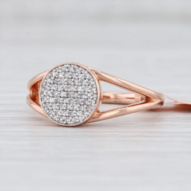 affordable engagement rings for women-New Diamond Cluster Ring 10k Rose Gold Size 5.75 Signet Style