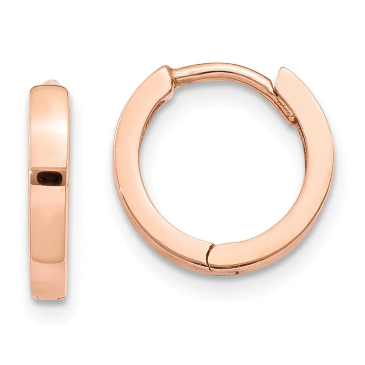 stud earrings for women-14k Rose Gold Round Hinged Hoop Earrings