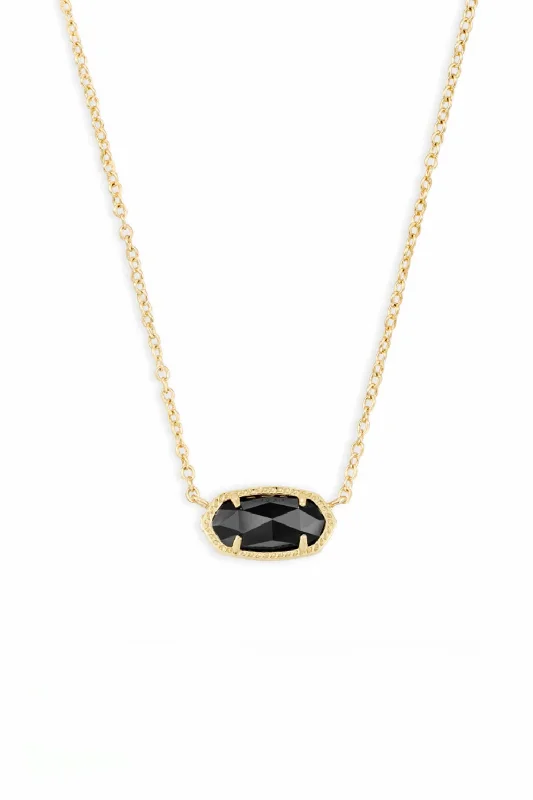 diamond drop necklaces for women-Elisa Necklace-Gold Black