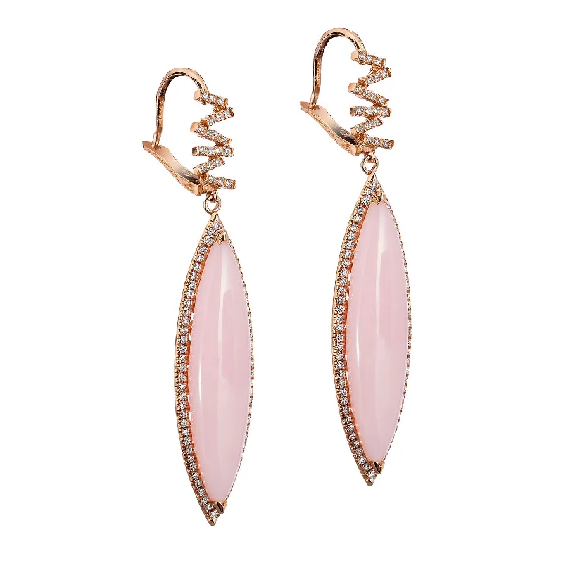 tassel earrings for women-18 Karat Rose Gold And Pink Opal Earrings