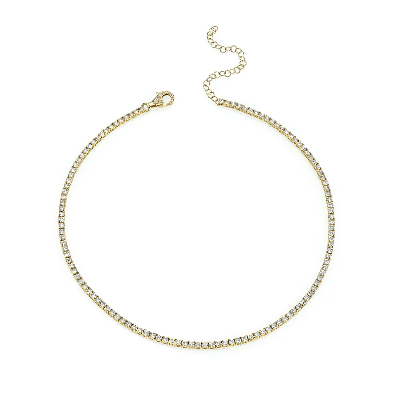 gold-plated necklaces for women-READY TO SHIP DIAMOND PAVE TENNIS CHOKER