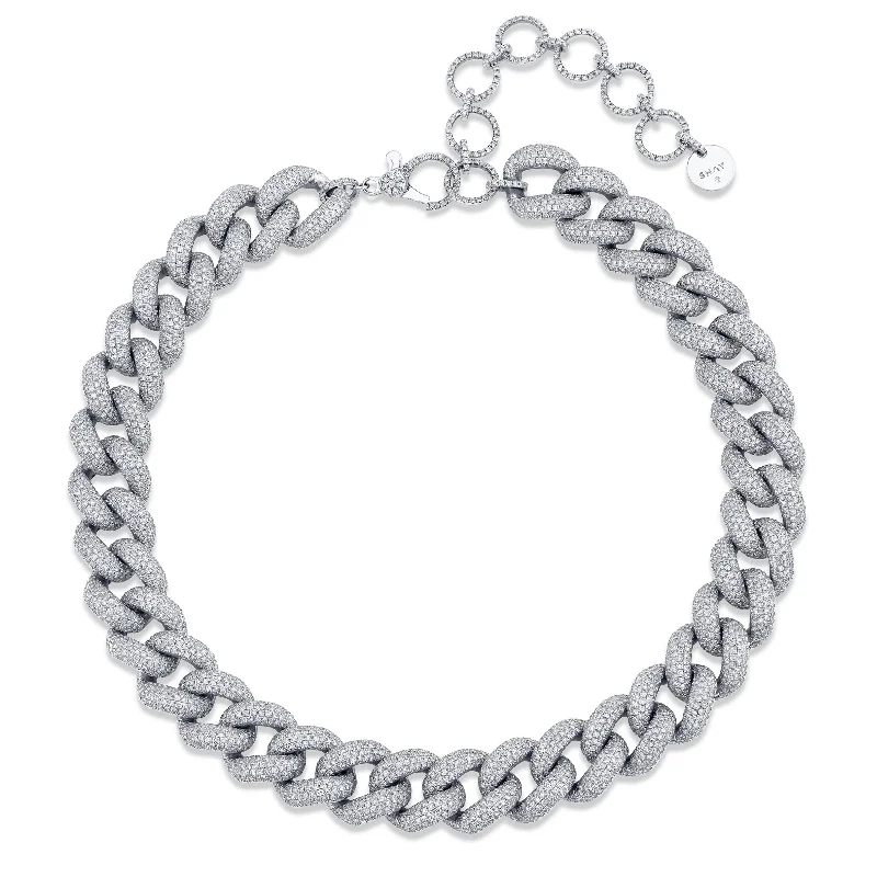 chunky chain necklaces for women-READY TO SHIP DIAMOND PAVE JUMBO LINK NECKLACE