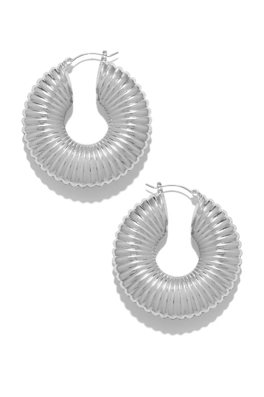 hoop earrings with diamonds for women-Samara Statement Hoop Earring - Silver