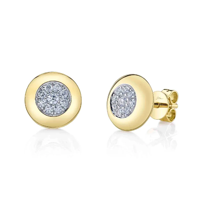 gemstone earrings for women-0.28ct TW Pave Set diamonds/ 14kt. Yellow gold Diamond Cluster Earrings