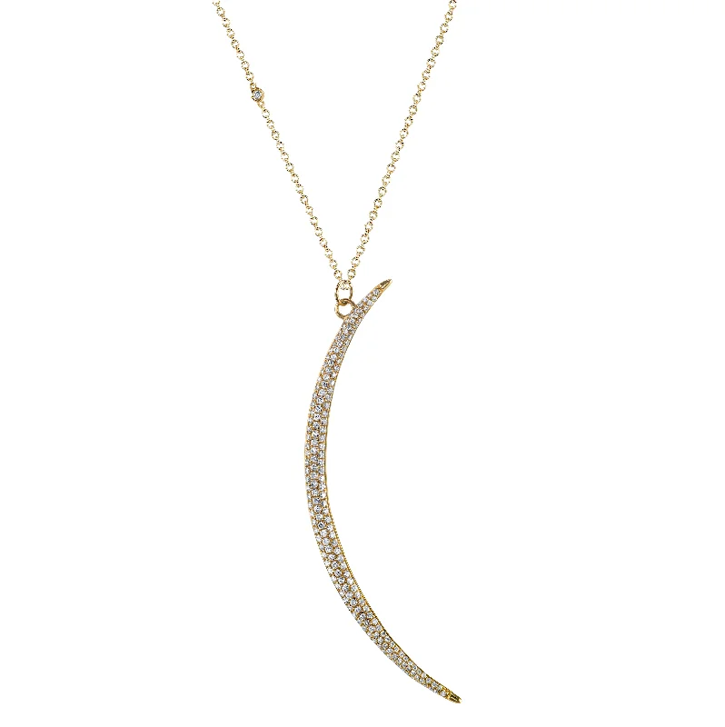 delicate pendant necklaces for women-READY TO SHIP DIAMOND VERTICAL CRESCENT NECKLACE