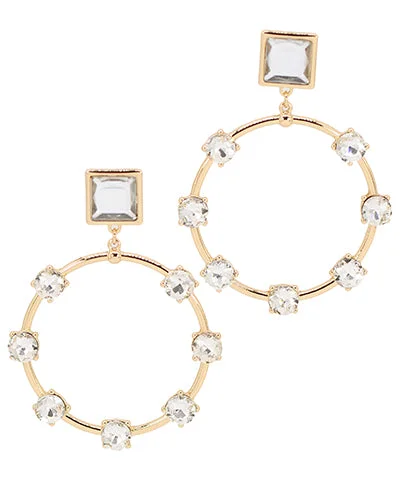 drop earrings for women-Studded Circle Dangle Earrings