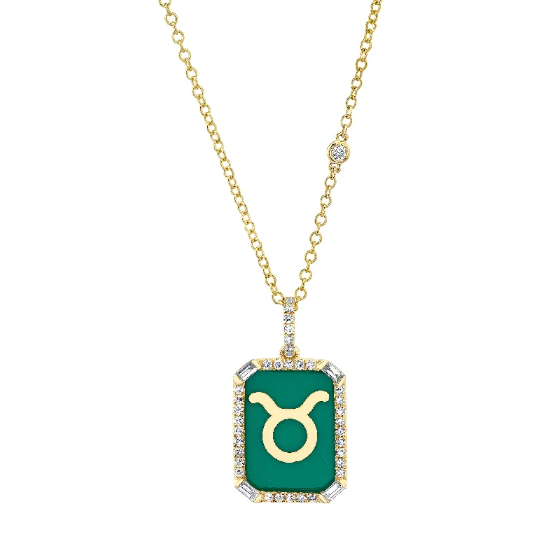 anniversary necklaces for women-ENAMEL ZODIAC MINI NAMEPLATE NECKLACE