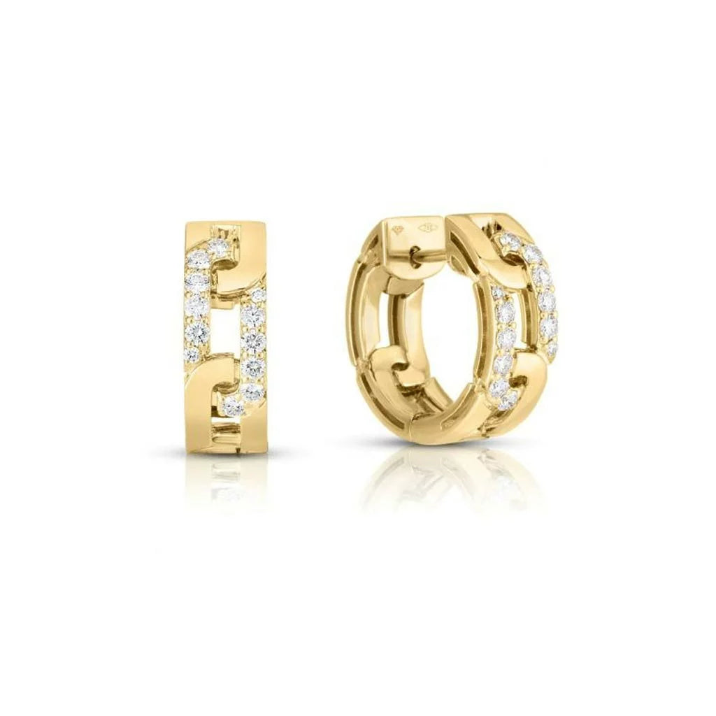 small stud earrings for women-18kt Yellow Gold Navarra Pave Diamond Huggie Earrings