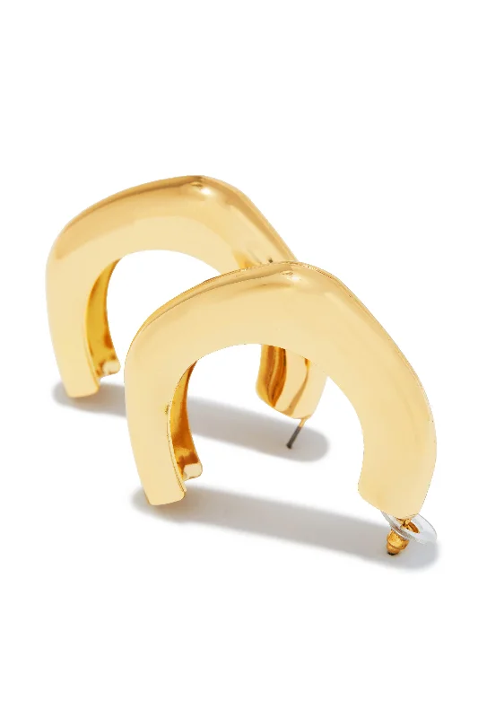 modern earrings for women-Devania Abstract Hoop Earring - Gold