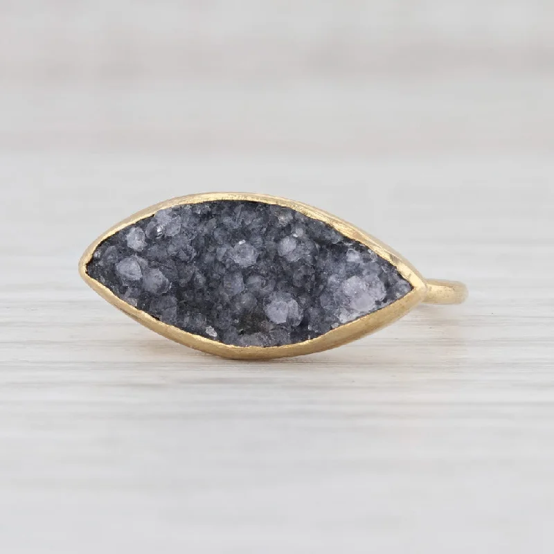 eco-friendly engagement rings for women-New Nina Nguyen Druzy Amethyst Ring Sterling Silver 22k Gold Vermeil Size 7