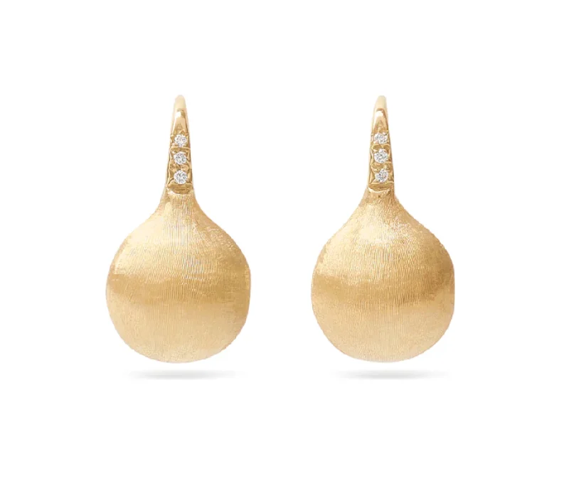 fancy earrings for women-18kt Yellow Gold and Diamond Africa Boule Medium Drop Earrings