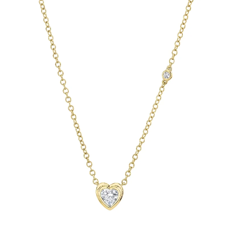 chic necklaces for women-MINI ME DIAMOND BEZEL HEART NECKLACE