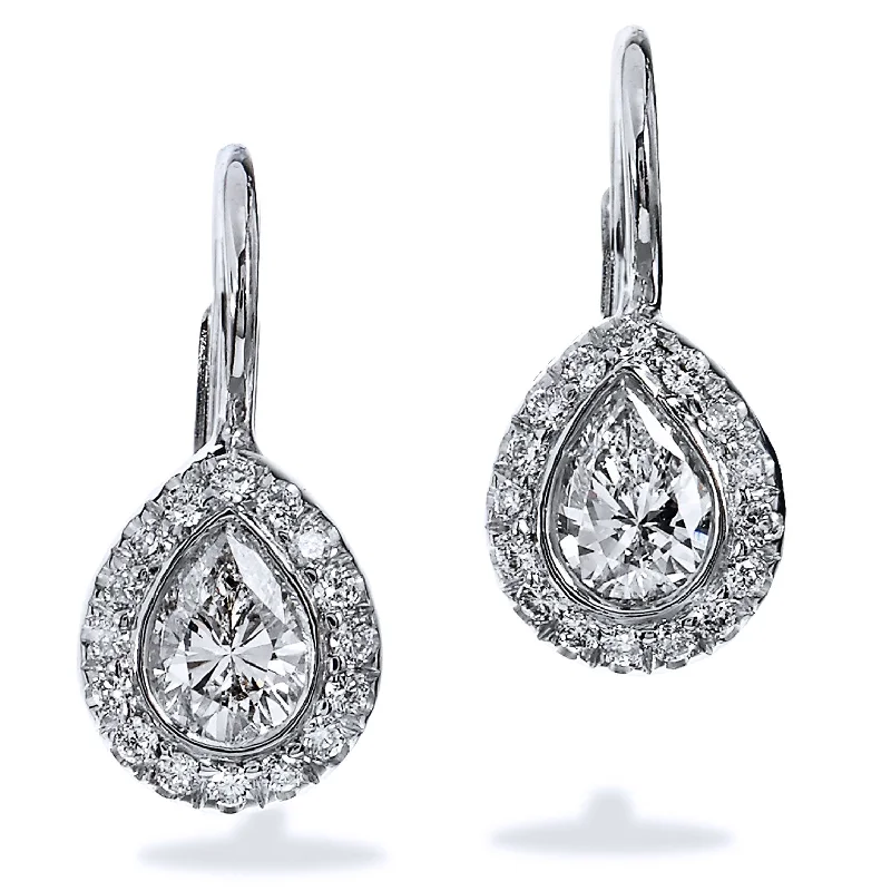 flower stud earrings for women-0.41 Carat Pear-Shaped Diamond Lever-Back Earrings