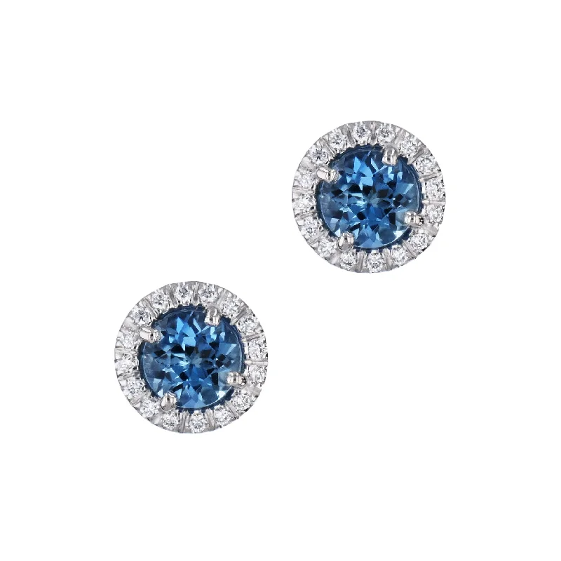 sparkly earrings for women-Super Fine Aquamarine Pave Diamond Stud Earrings