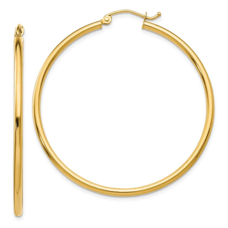 classic earrings for women-14k Polished 2x45mm Tube Hoop Earrings