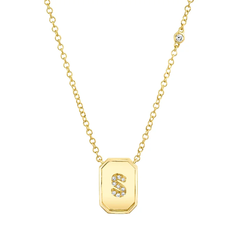 romantic necklaces for women-INITIAL BABY NAMEPLATE NECKLACE