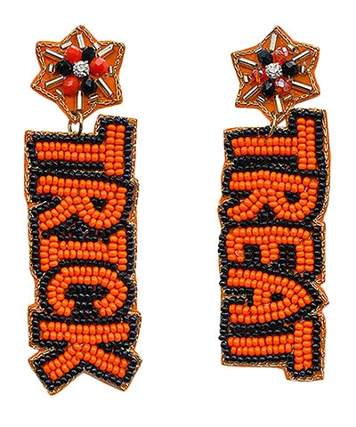 sparkling stud earrings for women-Orange Trick Treat Beaded Earrings