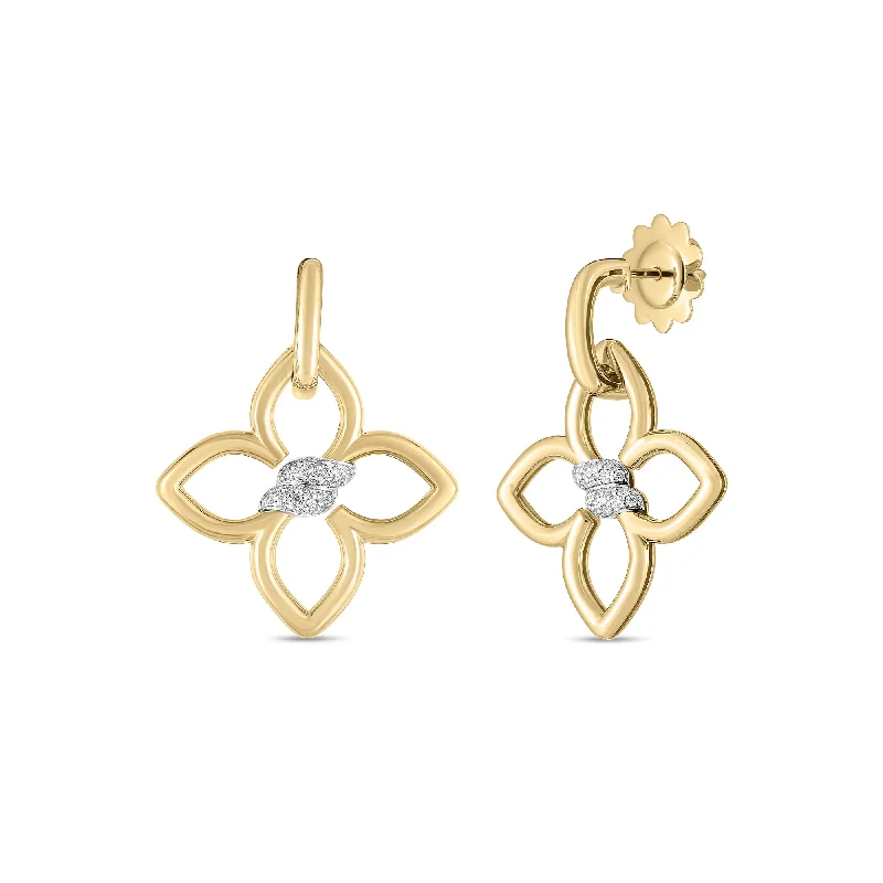 tassel earrings for women-18kt Yellow/White Gold Cialoma Diamond Flower Drop Earrings