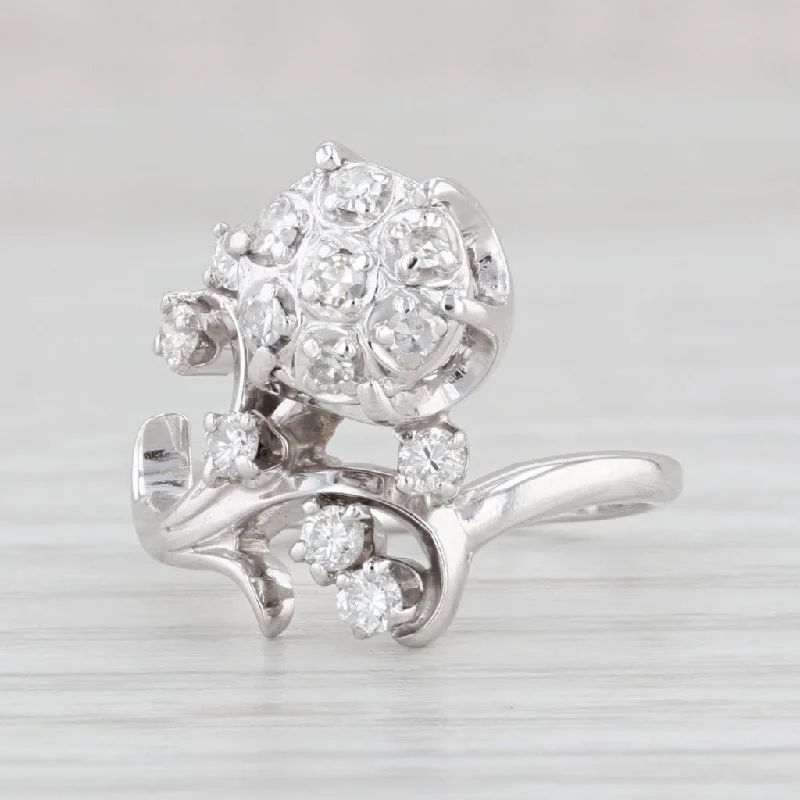 contemporary engagement rings for women-Vintage Jabel 0.29ctw Diamond Flower Ring 18k White Gold Sz 4.5 Floral Cocktail