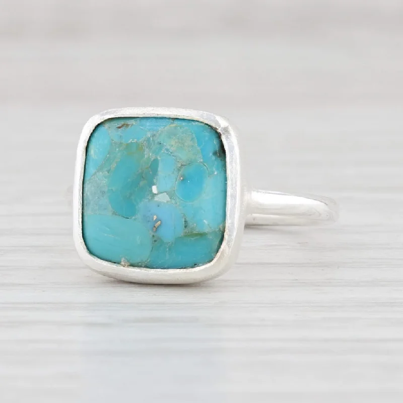 custom sapphire engagement rings for women-New Nina Nguyen Marbled Turquoise Ring Sterling Silver Size 7 Solitaire