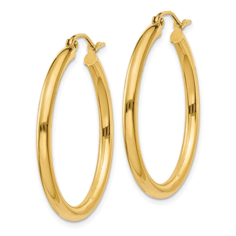 gold earrings for women-14k Polished 2.5mm Lightweight Tube Hoop Earrings