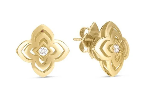 vintage-inspired earrings for women-18kt Yellow Gold Medium Flower Palazzo Ducale Carnivale Stud Earrings